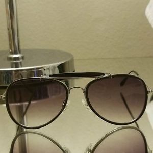 Cotton On Lexi Aviator Black Silver Sunglasses